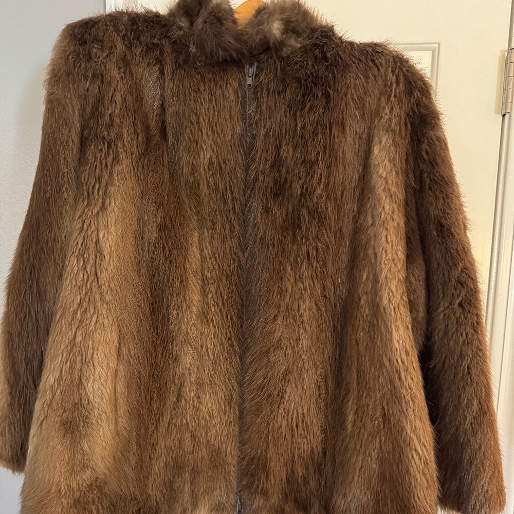 Overland Long-Haired Beaver Bomber Jacket with Hood